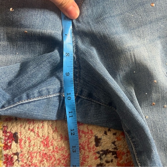 Bandolino Women's Jeans SZ 8 Lisbeth Embellished Pearls Blue Cropped Jeans - Picture 5 of 6